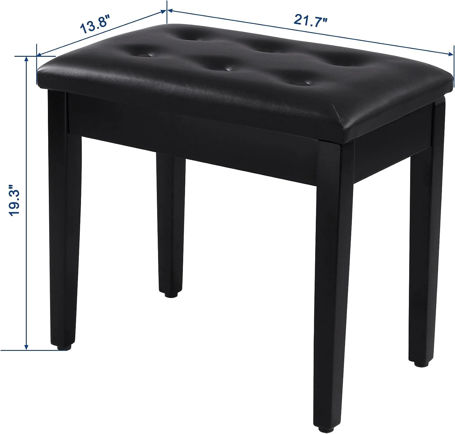 Adjustable Piano Bench – Black Faux Leather Seat with Storage Compartment | SKU: LPB55H - Image 2