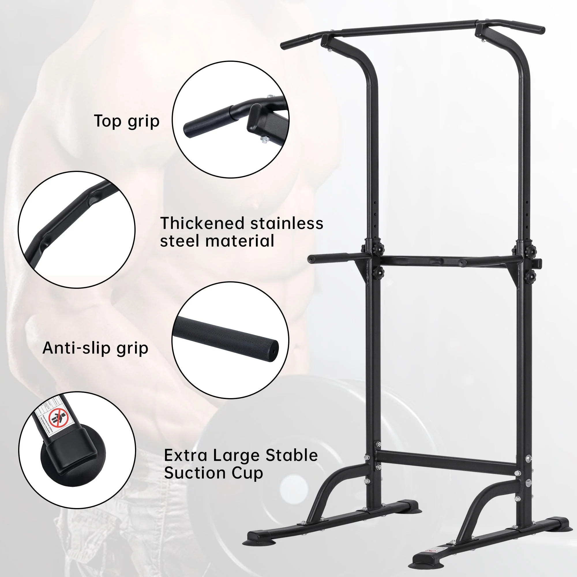 Adjustable Power Tower Pull-Up Dip Station – 10-Level Height, 330 lb Load, Multi-Function Workout Equipment – AMEPT99 - Image 2