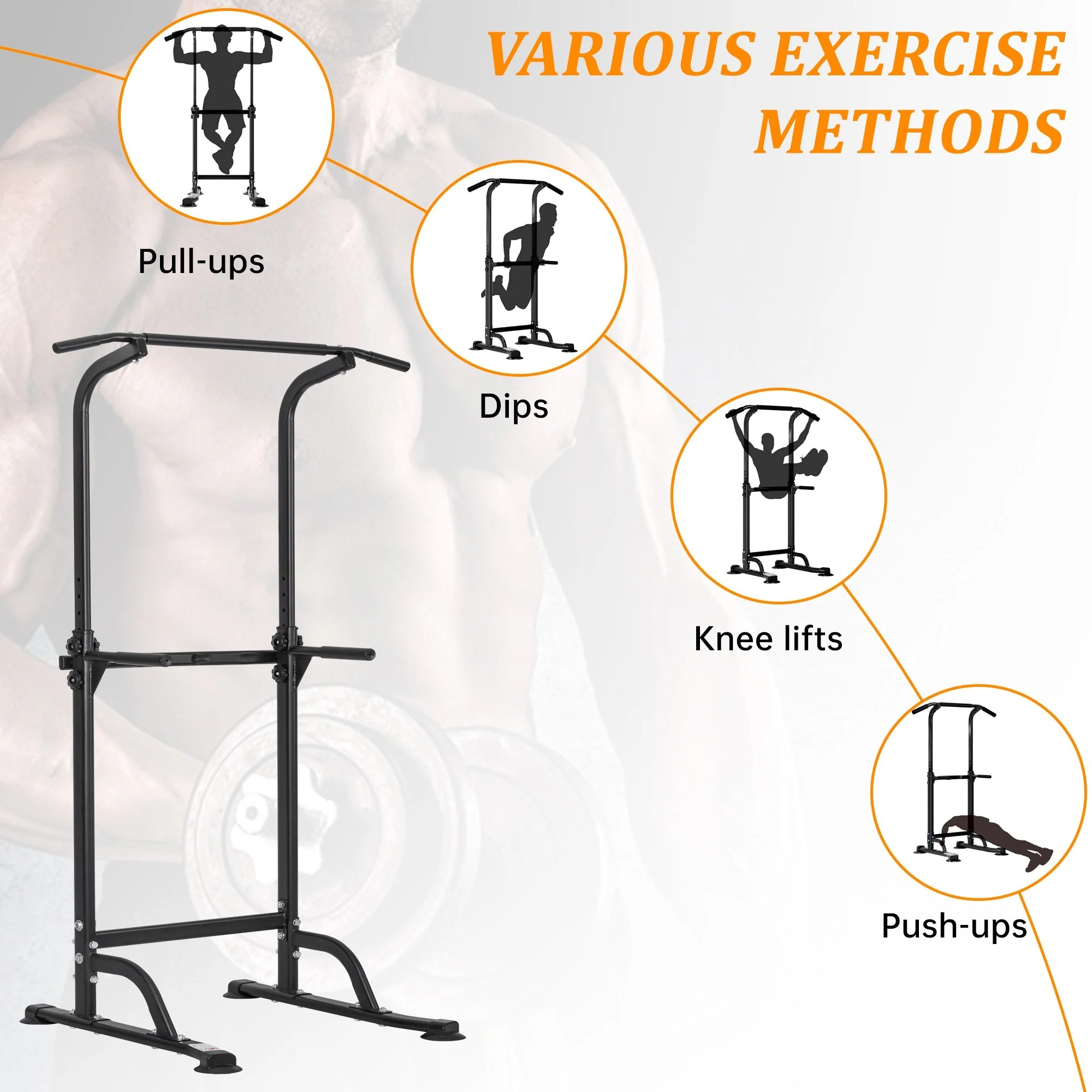 Adjustable Power Tower Pull-Up Dip Station – 10-Level Height, 330 lb Load, Multi-Function Workout Equipment – AMEPT99 - Image 4