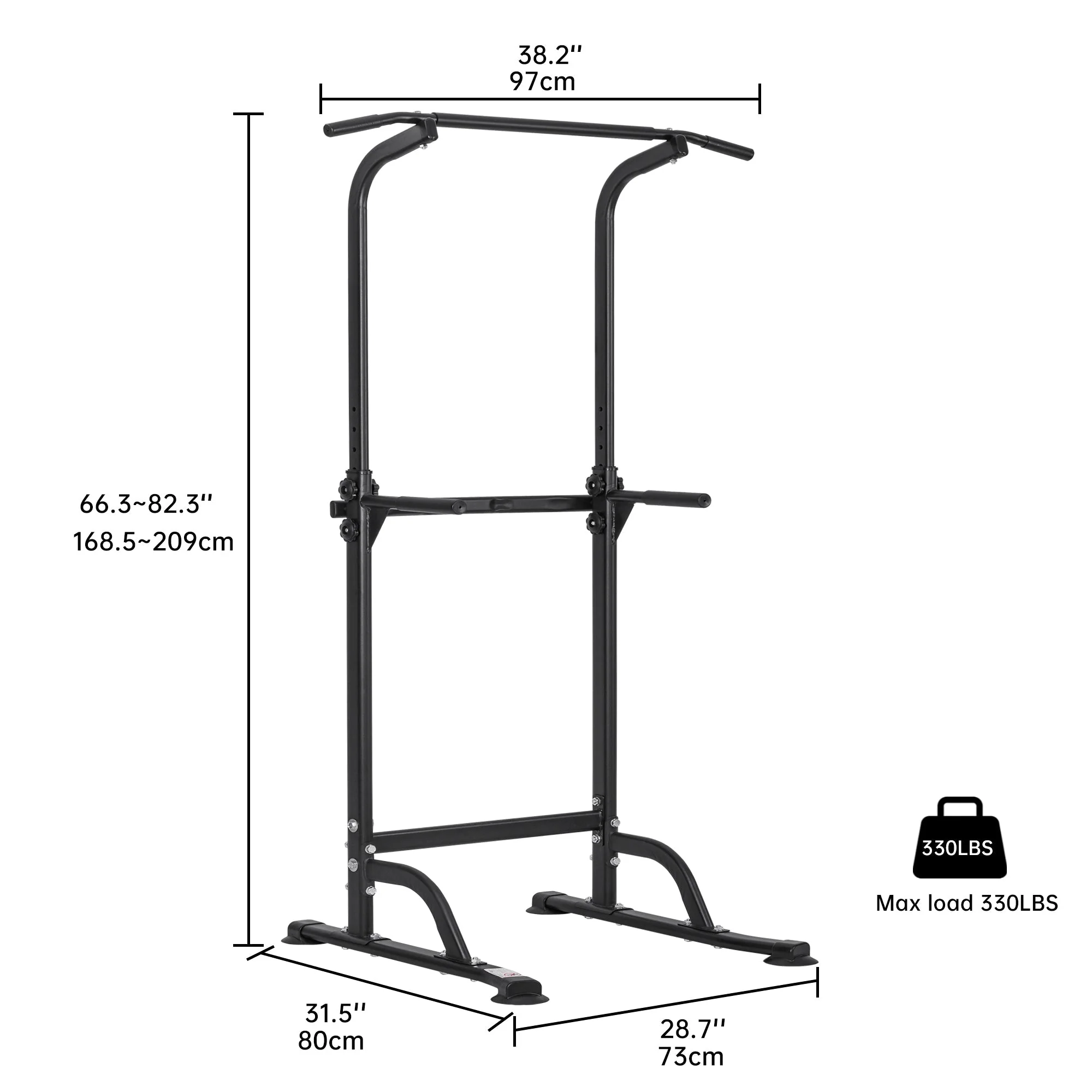 Adjustable Power Tower Pull-Up Dip Station – 10-Level Height, 330 lb Load, Multi-Function Workout Equipment – AMEPT99 - Image 5