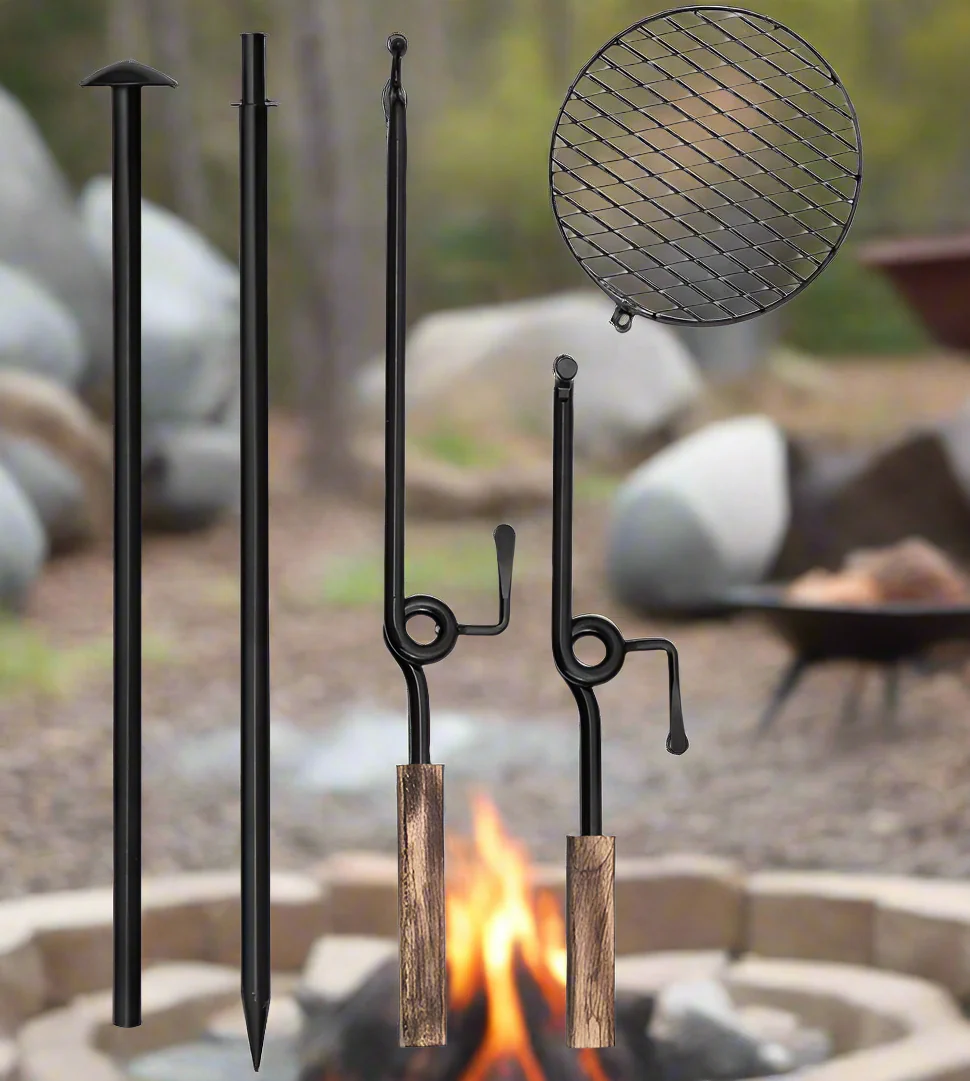 New Adjustable Swivel Campfire Grill Heavy Duty Outdoor BBQ Steel Grate 16513 - Image 5