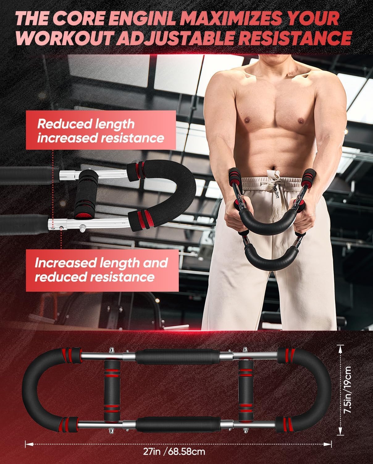 Adjustable Twister Arm Trainer – 70–110 lb 3-Level Chest, Arm and Upper Body Workout Bar - Image 4