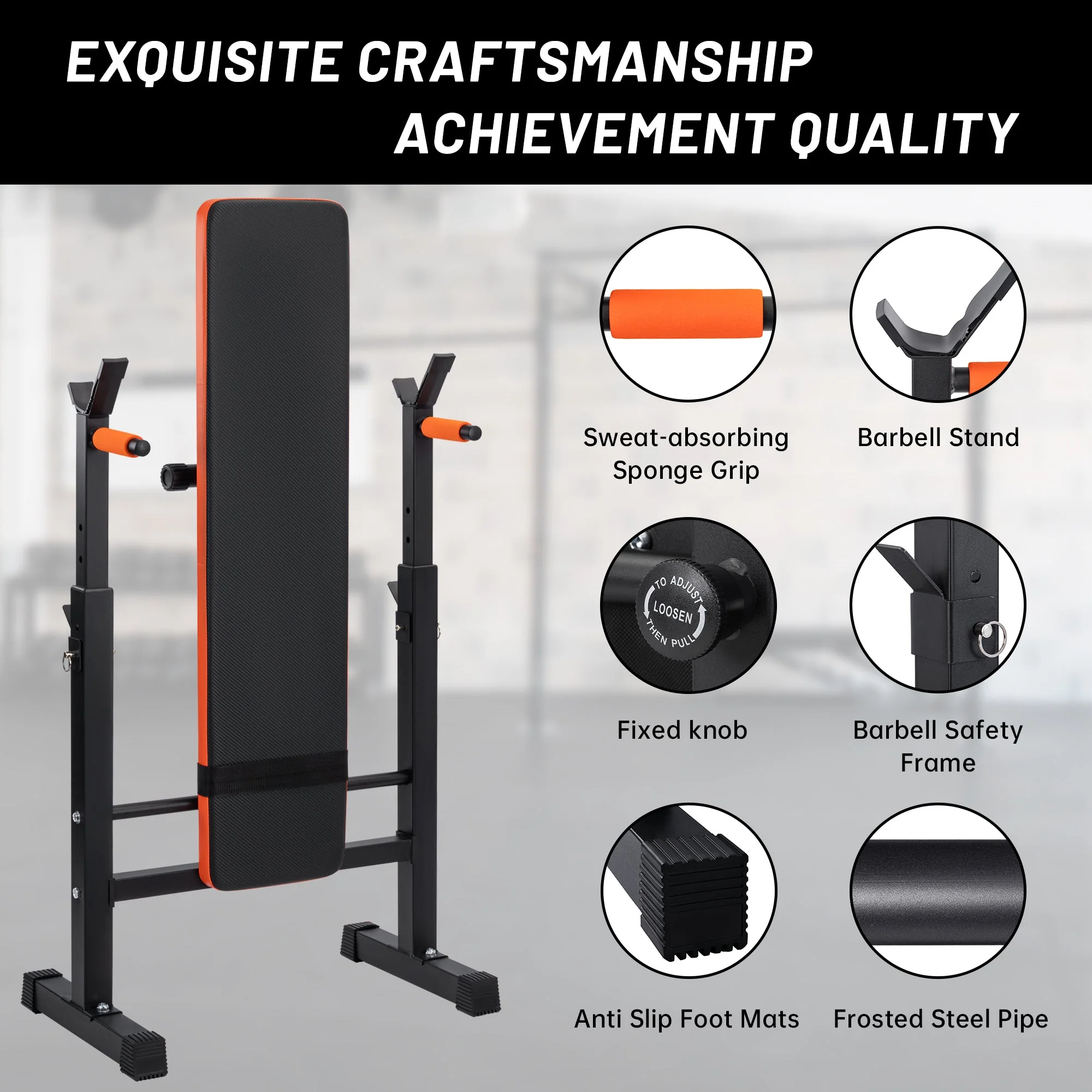 Adjustable Weight Bench Press Set with Rack Home Gym Workout Bench AMEWL88 - Image 2