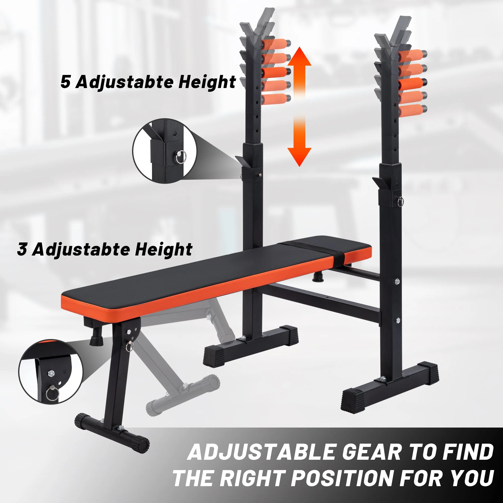 Adjustable Weight Bench Press Set with Rack Home Gym Workout Bench AMEWL88 - Image 3