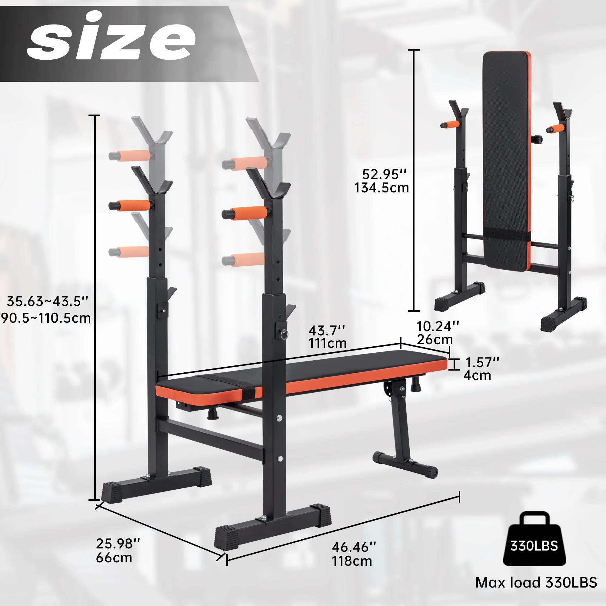 Adjustable Weight Bench Press Set with Rack Home Gym Workout Bench AMEWL88 - Image 5