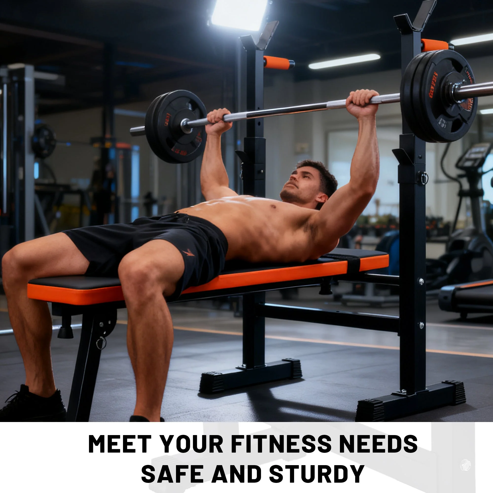 Adjustable Weight Bench Press Set with Rack Home Gym Workout Bench AMEWL88 - Image 6