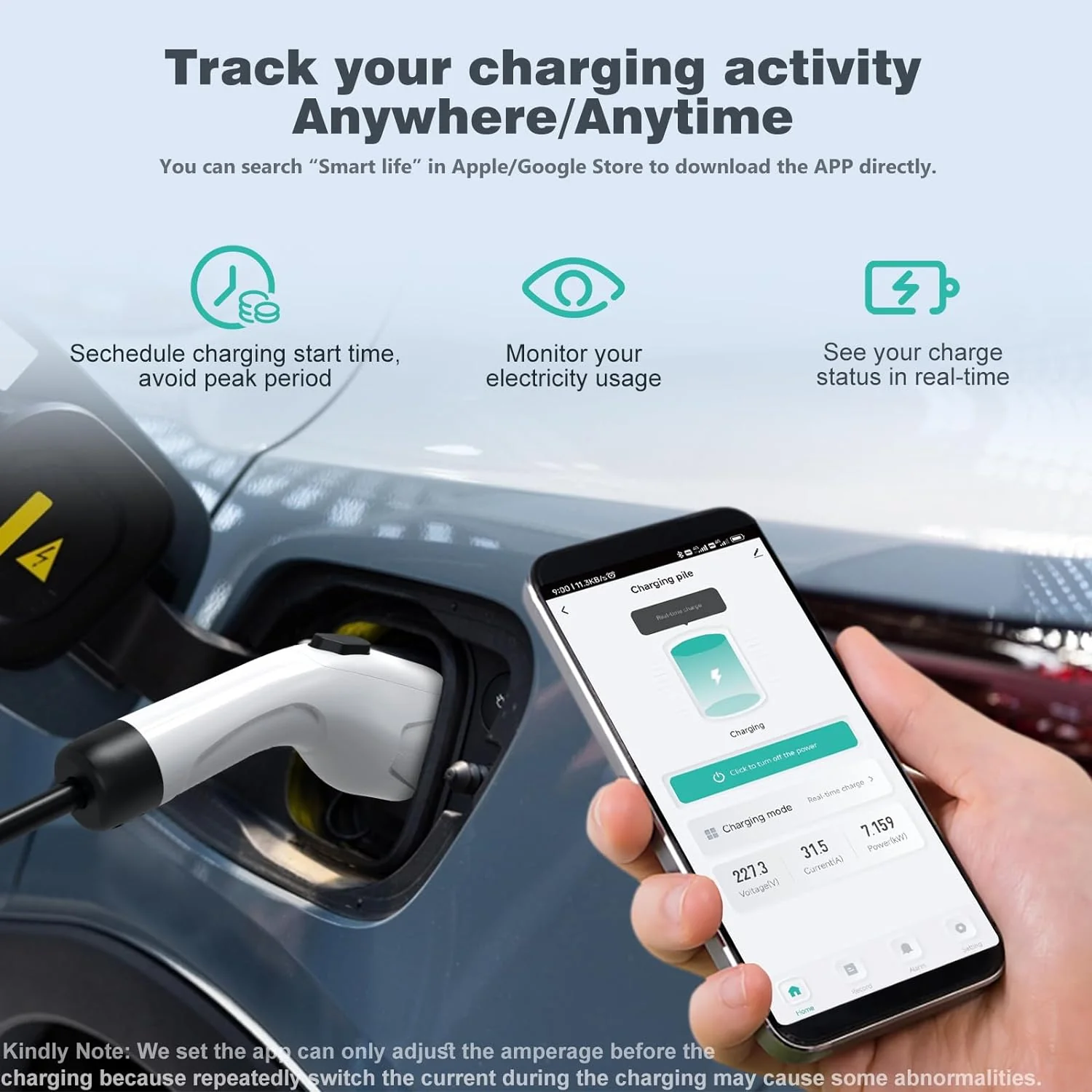 AIMILER Level 2 EV Charger – 32A, 240V, NEMA 14-50 Plug, 25FT Cable, WiFi & Timer - Image 3