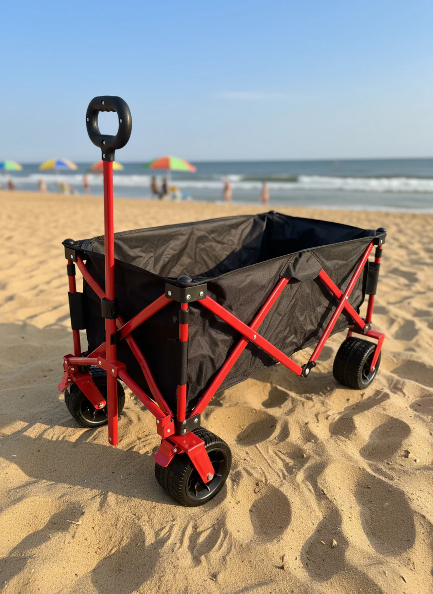 New All-Terrain Folding Beach Wagon – Heavy-Duty Utility Cart with Wheels for Sand, Camping & Outdoor Use 826642