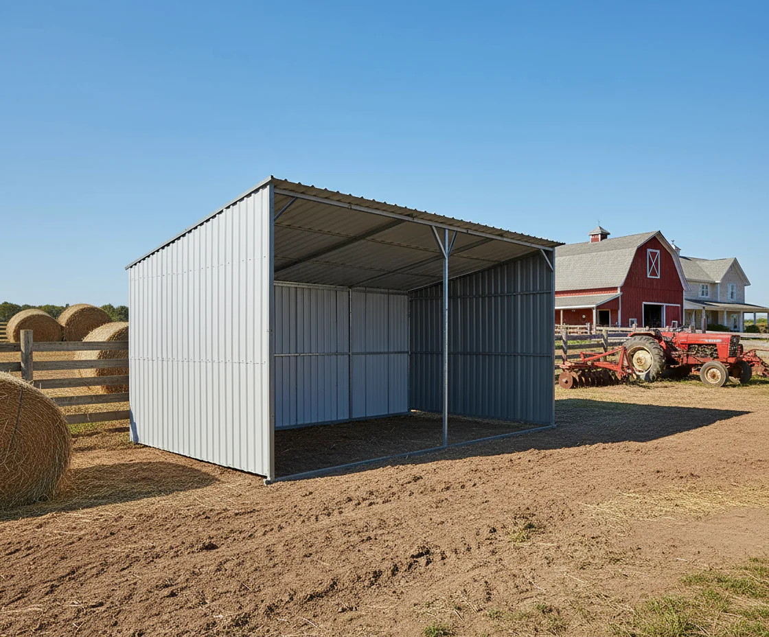 Animal Metal Shed Series – Bolt-Together Building Galvanized Steel Livestock Shelters 12×20, 12×30 & 24×8 FT