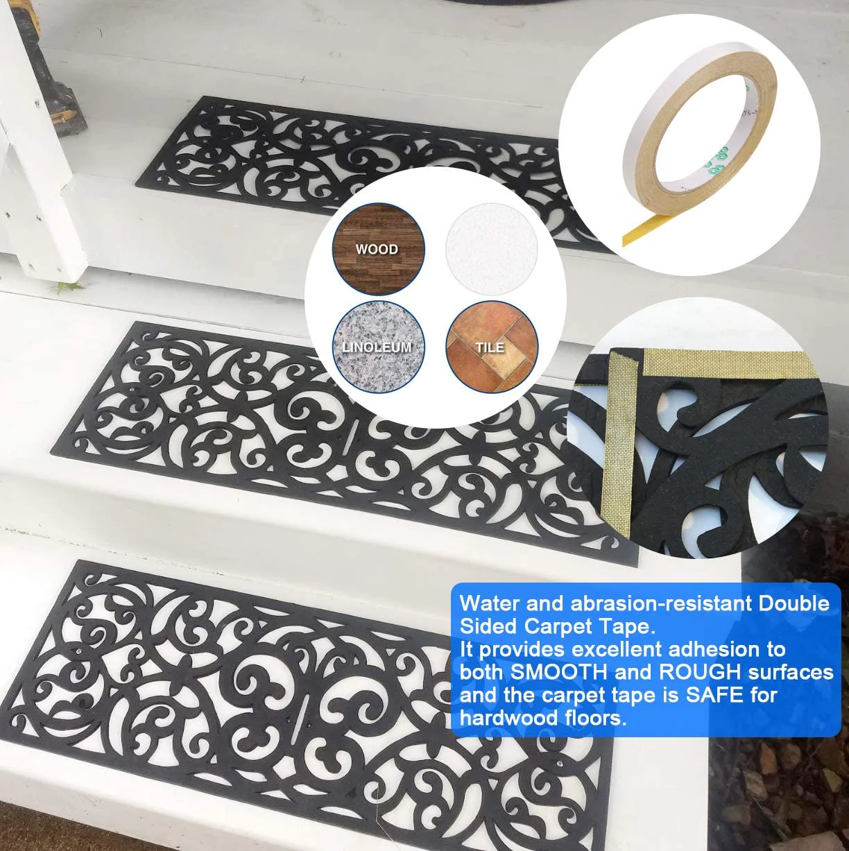 New 4-Pack Anti-Slip Rubber Stair Mats – Durable Stair Treads for Safety & Traction GA1651 - Image 3