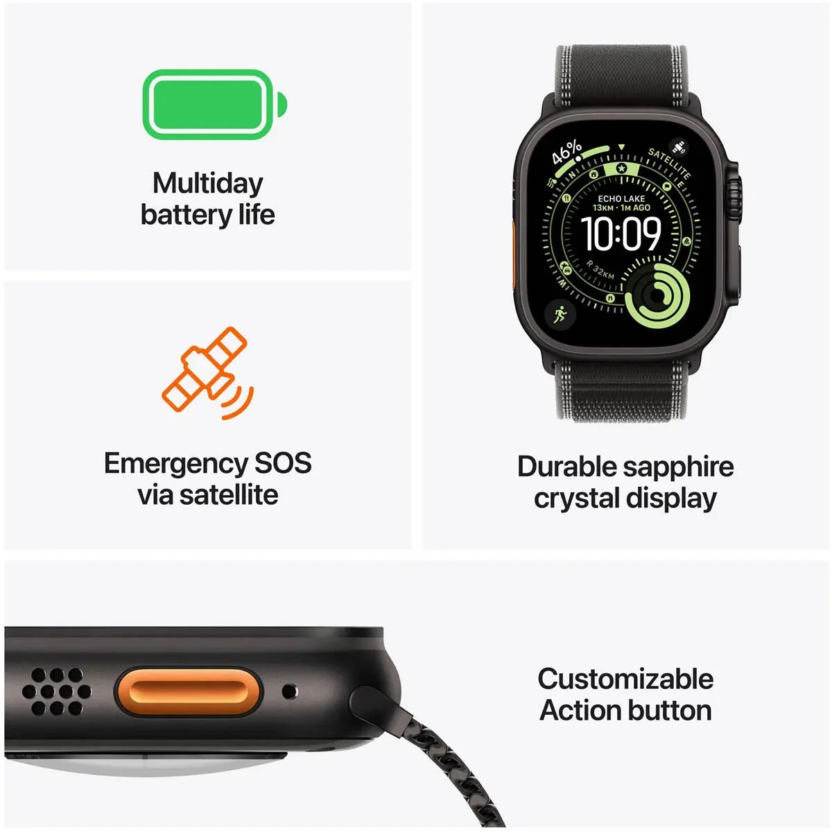 Apple Watch Ultra 3 GPS + Cellular 49mm – Black Titanium Case with Black Alpine Loop, Large - Image 2