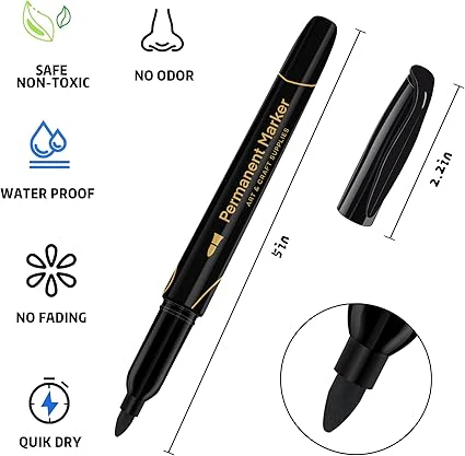 Art+soul Permanent Markers 40 Pack Black Fine Point Quick Dry Waterproof Marker Set - Image 3