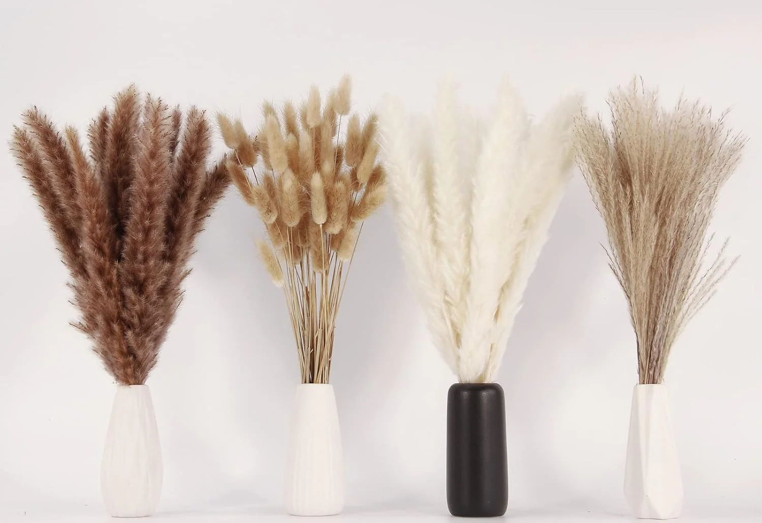 Artificial Pampas Grass Decor, 100-Piece Boho Bunny Tail & Reed Grass Bouquet for Home & Wedding Decor S6206