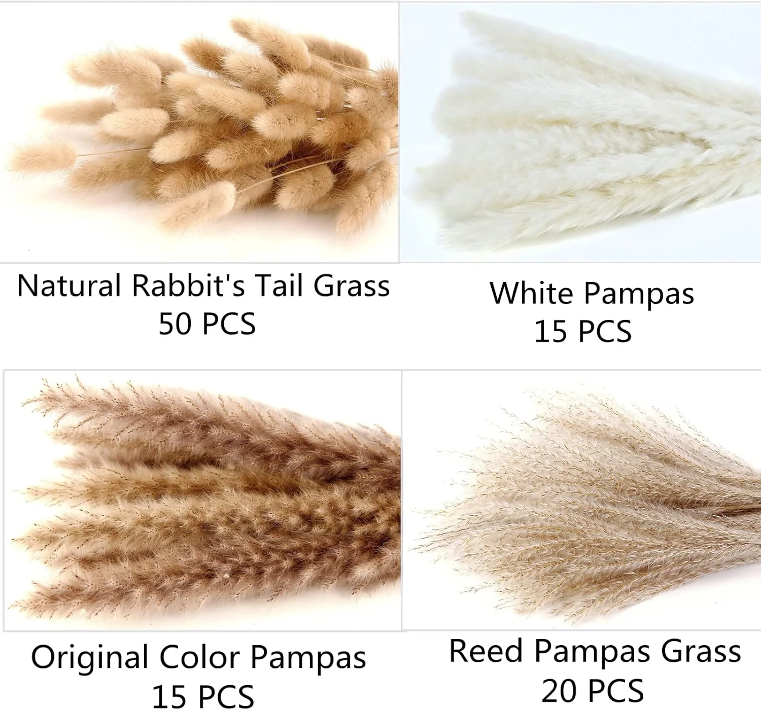 Artificial Pampas Grass Decor, 100-Piece Boho Bunny Tail & Reed Grass Bouquet for Home & Wedding Decor S6206 - Image 3
