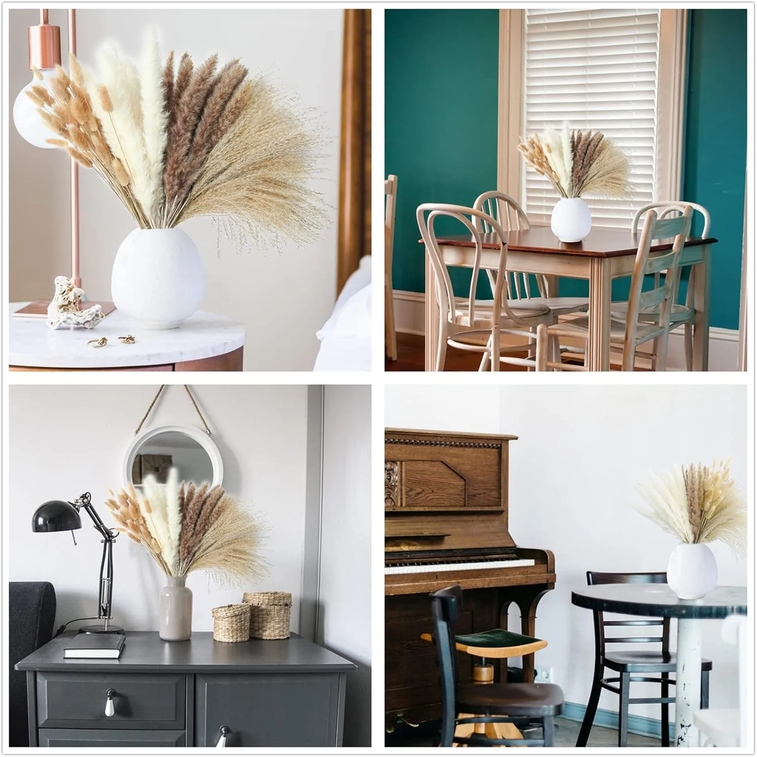 Artificial Pampas Grass Decor, 100-Piece Boho Bunny Tail & Reed Grass Bouquet for Home & Wedding Decor S6206 - Image 4