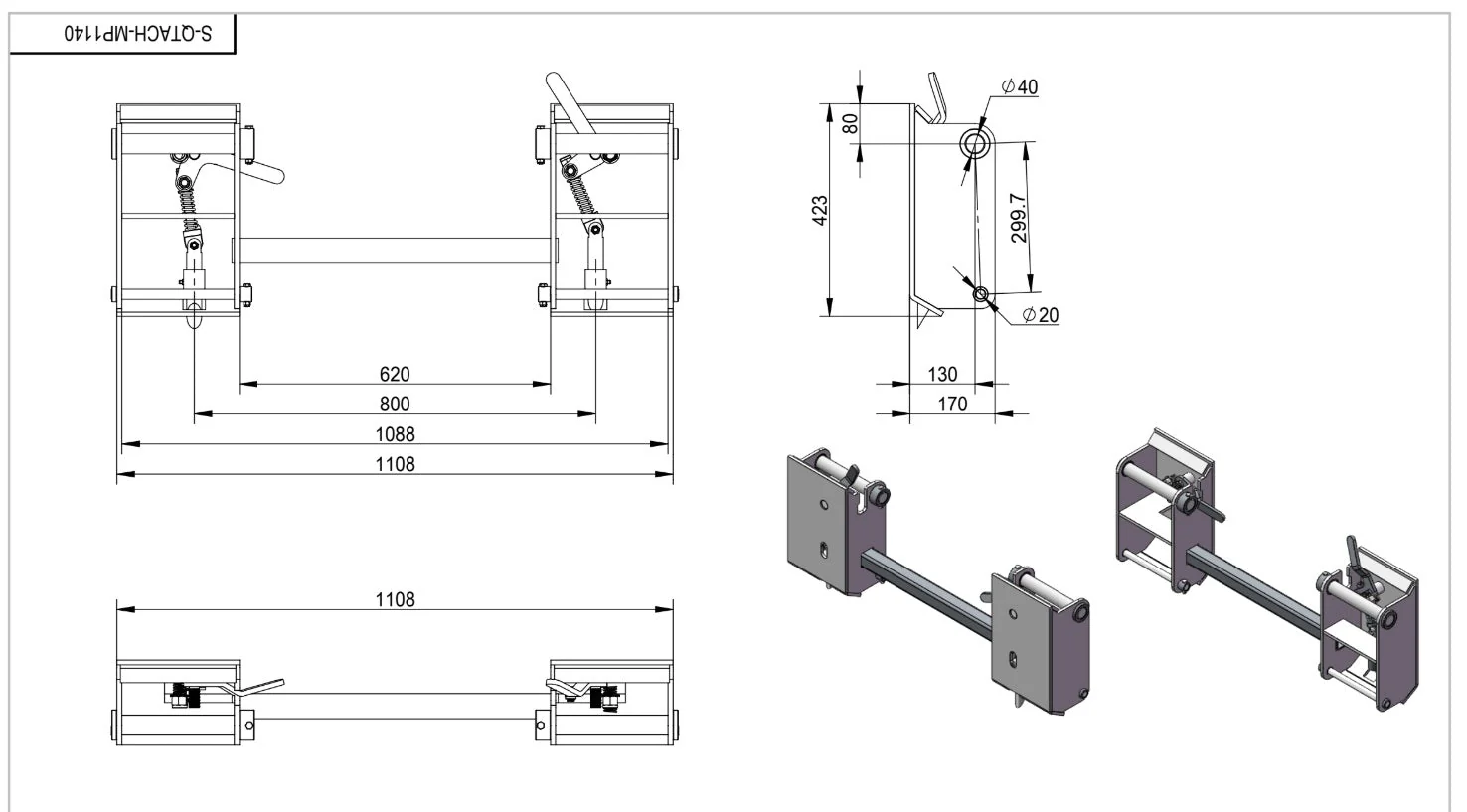 Heavy-Duty Universal Skid Steer Quick Attach Plate, 5,500 lb Capacity for Loader Attachments 2920251 - Image 4