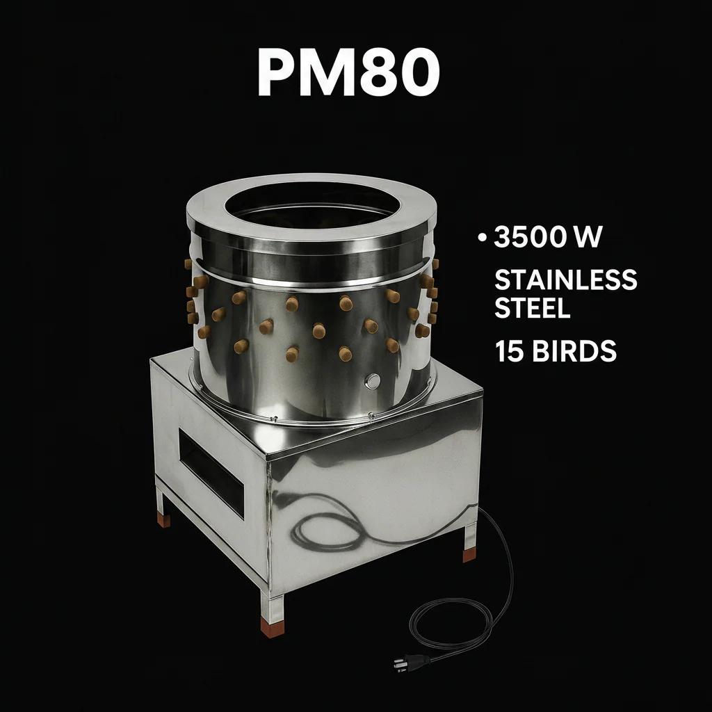 Automatic Chicken Plucker – 1500W Stainless Steel Feather Remover (PM60/PM80 Models) - Image 5