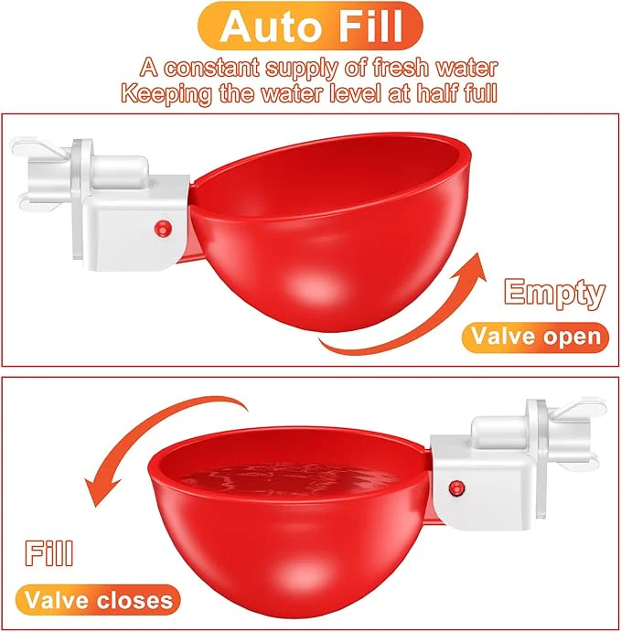 Automatic Chicken Water 5 Pack Cup with Insert Cup, Red Poultry Drinker with Drill Bit 4601C - Image 2