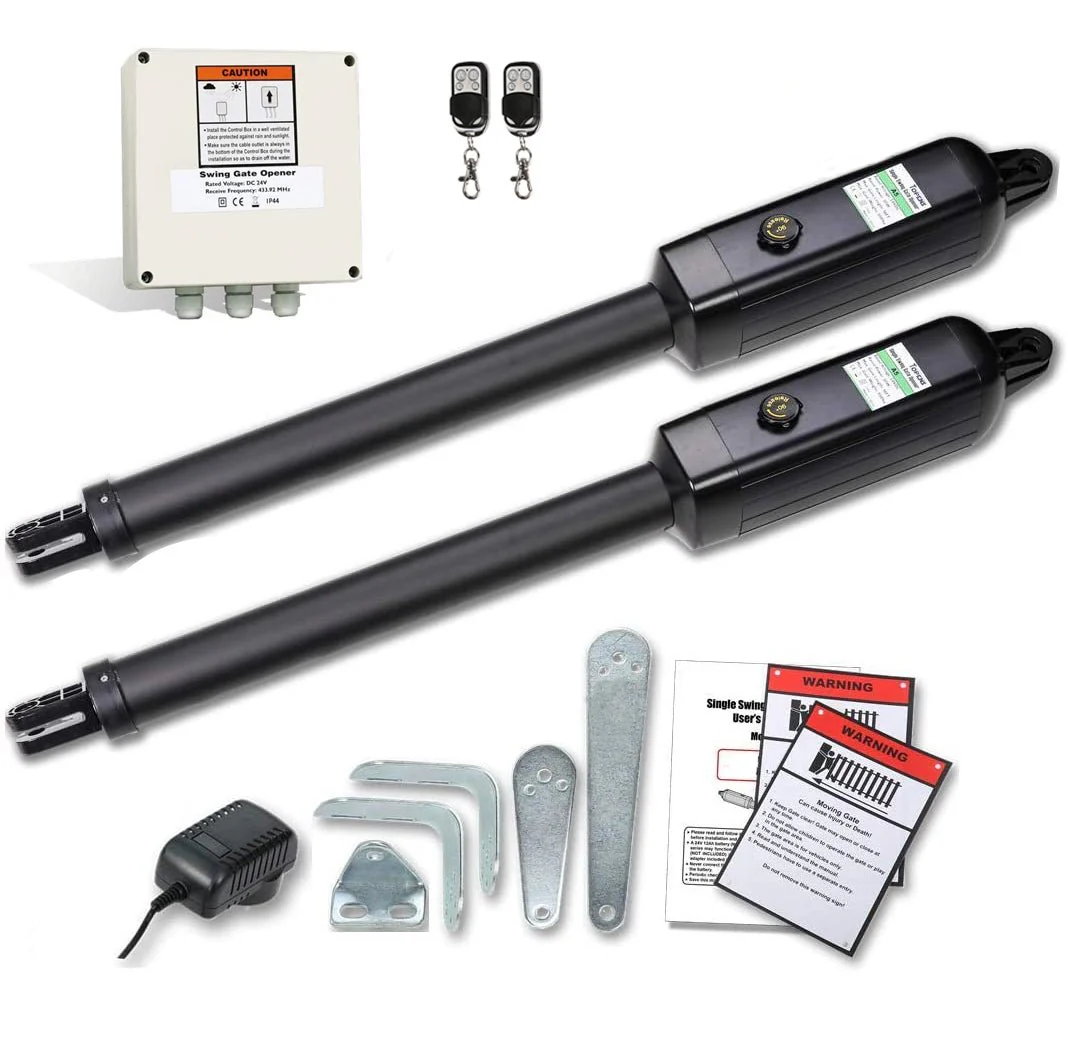 Automatic Dual Swing Gate Opener Kit 880 lb 18 ft Heavy Duty 24V EKD700