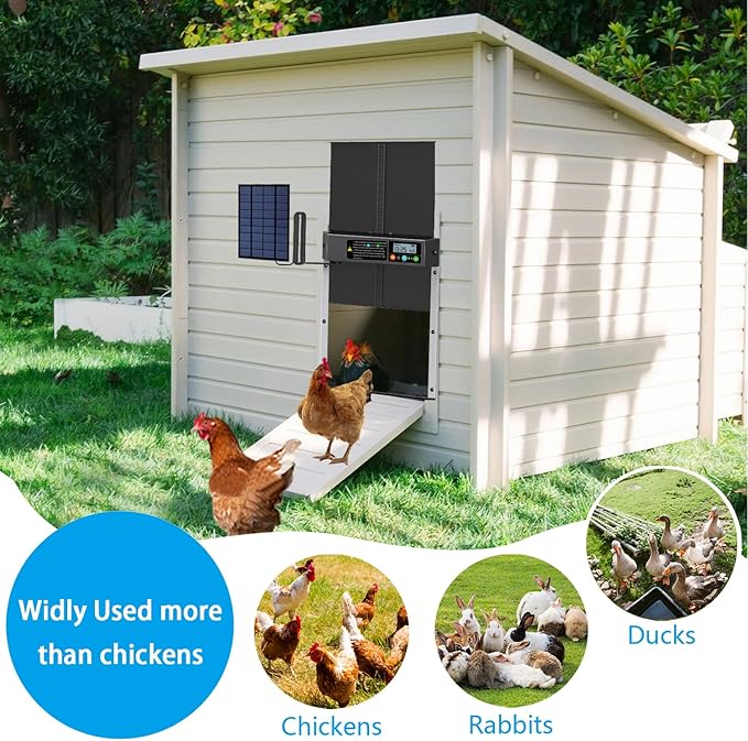 Automatic Solar Chicken Coop Door with Timer Light Sensor LCD Display Aluminum AZ3481 - Image 6