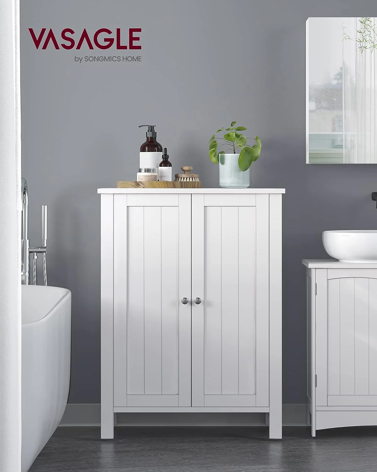 New Bathroom Floor Storage Cabinet with 2 Adjustable Shelves – Model UBCB60W - Image 2