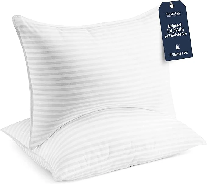 Beckham Hotel Collection Queen Size Cooling Gel Pillows Set of 2 Hypoallergenic Down Alternative Bed Pillows for Sleeping