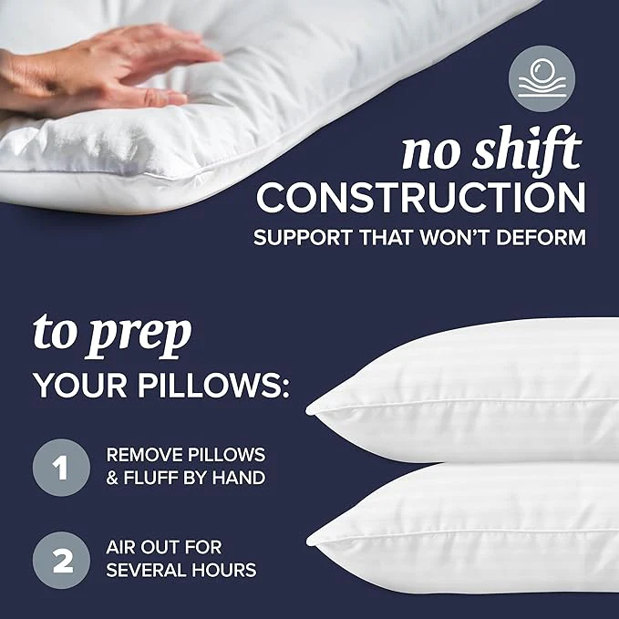 Beckham Hotel Collection Queen Size Cooling Gel Pillows Set of 2 Hypoallergenic Down Alternative Bed Pillows for Sleeping - Image 2