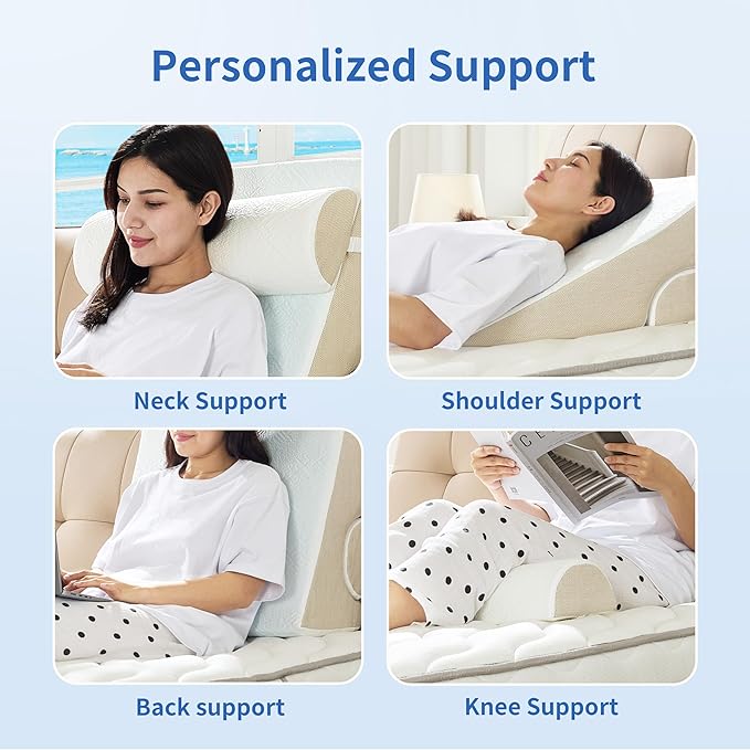 Bedtter 10 Inch Bed Wedge Pillow with Cooling Gel Memory Foam for Sleep Apnea Acid Reflux and Back Support - Image 2