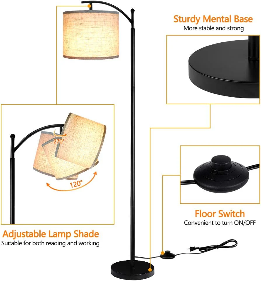 Beige LED Floor Lamp – 3-Color Eye-Friendly Light, Minimalist Bedroom/Living Room Design (250330) - Image 2
