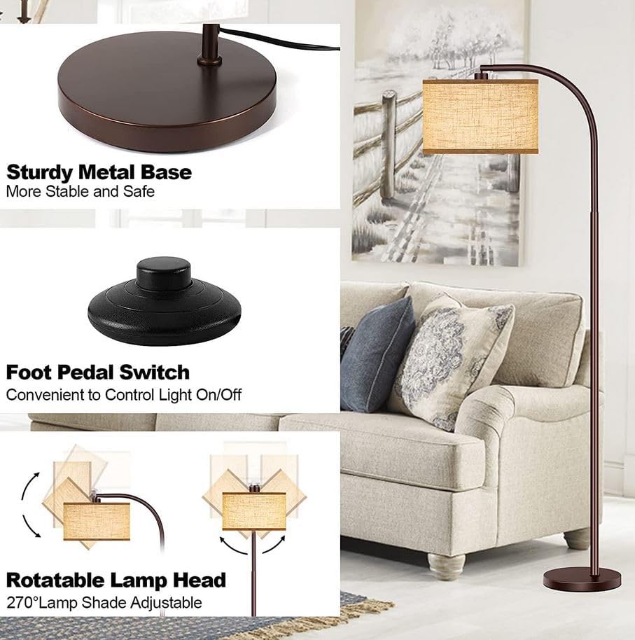 Beige LED Floor Lamp – 3-Color Eye-Friendly Light, Minimalist Bedroom/Living Room Design (250330) - Image 3