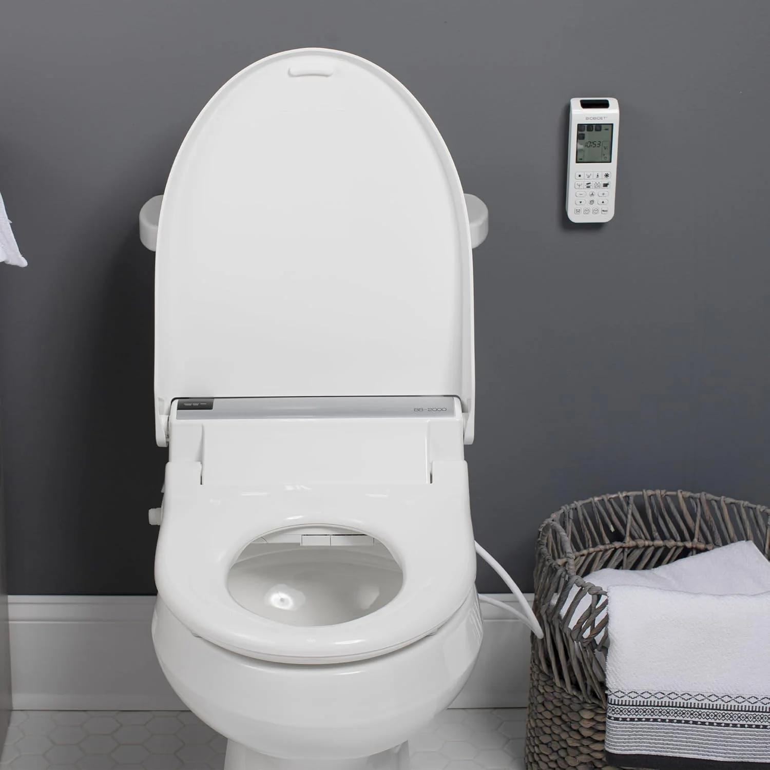 BioBidet Bliss BB2000 Elongated White Bidet Smart Toilet Seat, Premier Class, Unlimited Warm Water, Self Cleaning Hydroflush, Hybrid Heating, Wireless Remote Control, Inviting Nightlight, Vortex Wash - Image 2