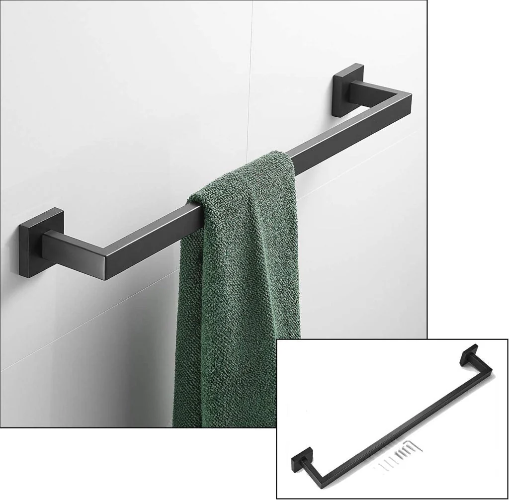 New 4-Piece Black Matte Bathroom Hardware Set – Modern Towel Bar, Ring, Hook & Toilet Paper Holder 814432 - Image 3