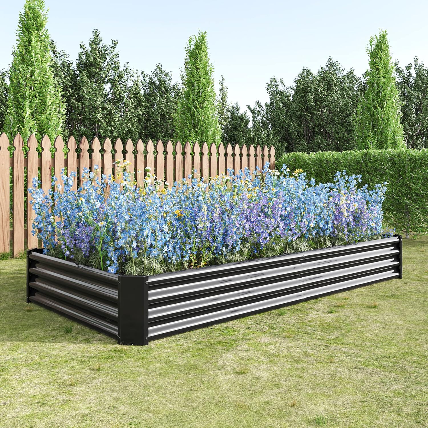 Black Steel Raised Garden Bed Collection – Heavy-Duty Weather-Resistant Outdoor Planter Boxes for Vegetables, Herbs & Flowers - Image 7