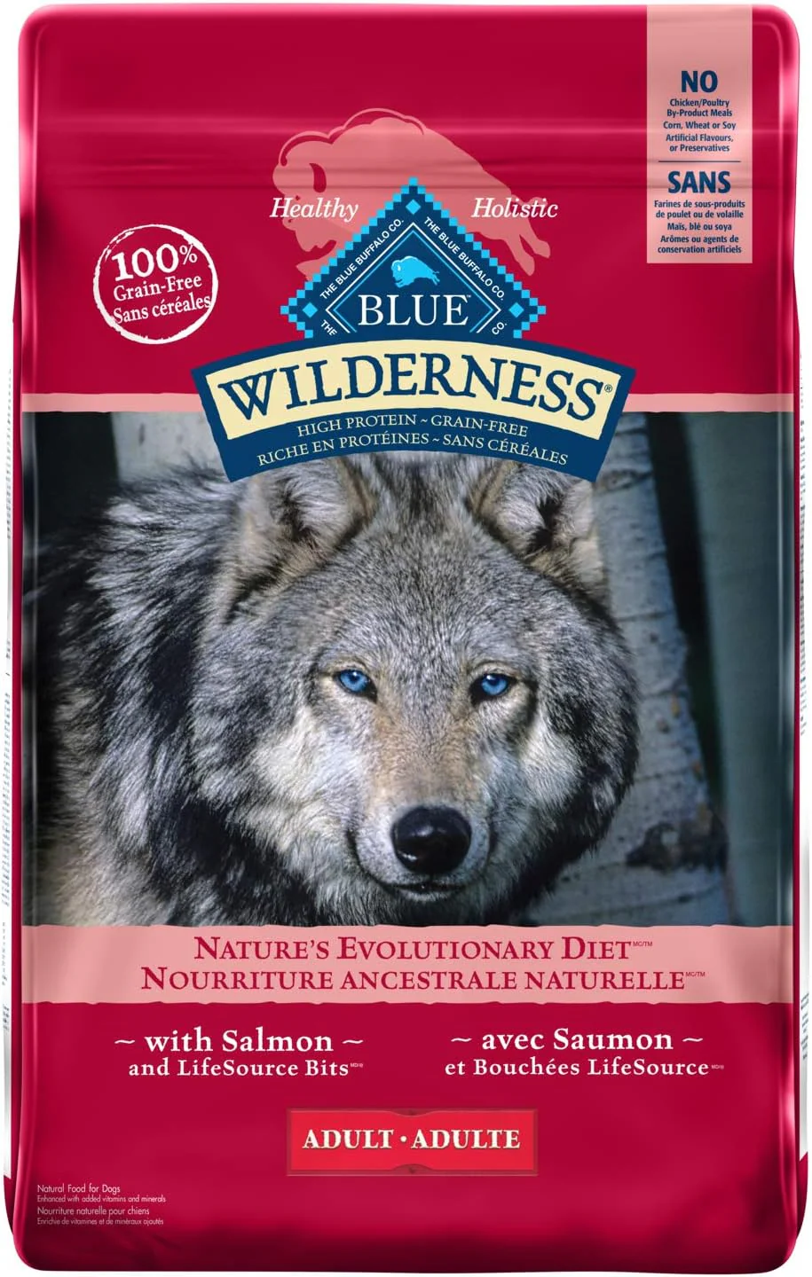 Blue Buffalo Wilderness Adult Dog Food – Grain-Free Salmon, High Protein, 10.8 Kg Kibble Bag (840243126804)