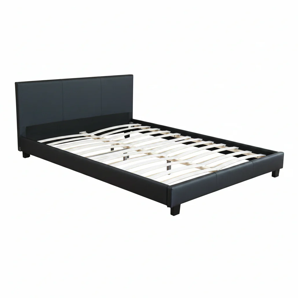 New Bonded Leather Deluxe Bed Frame with Headboard – Queen, King, Twin Sizes Available - Image 5