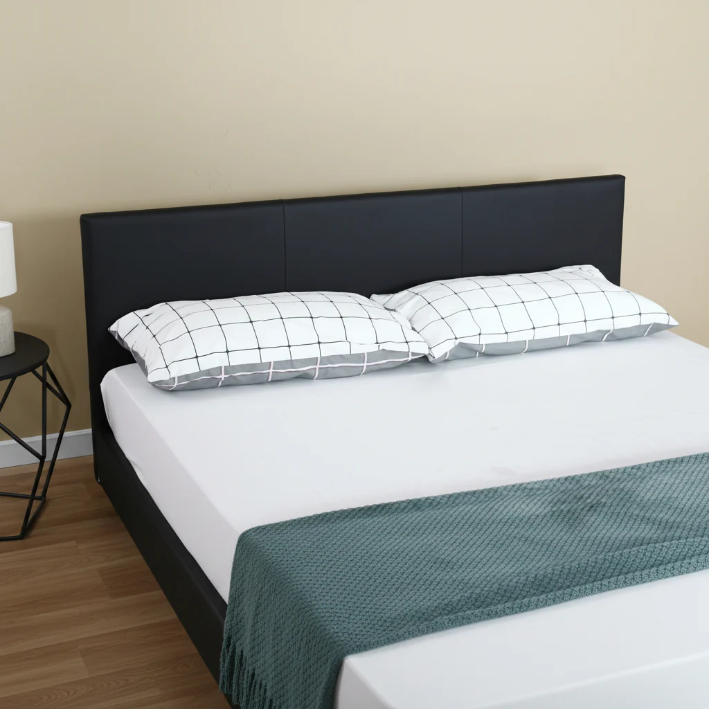 New Bonded Leather Deluxe Bed Frame with Headboard – Queen, King, Twin Sizes Available - Image 6