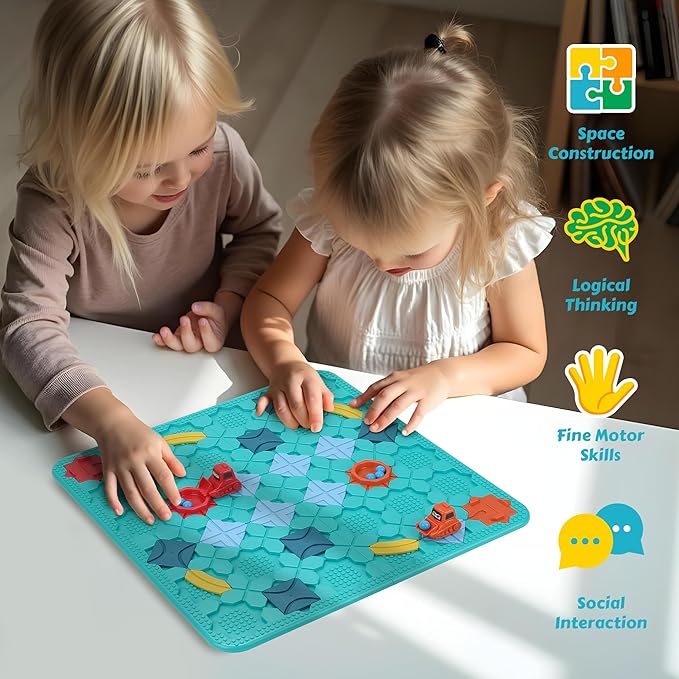 Boxiki Kids Logical Road Builder Puzzle Game Large STEM Board Maze with 118 Plus Challenges