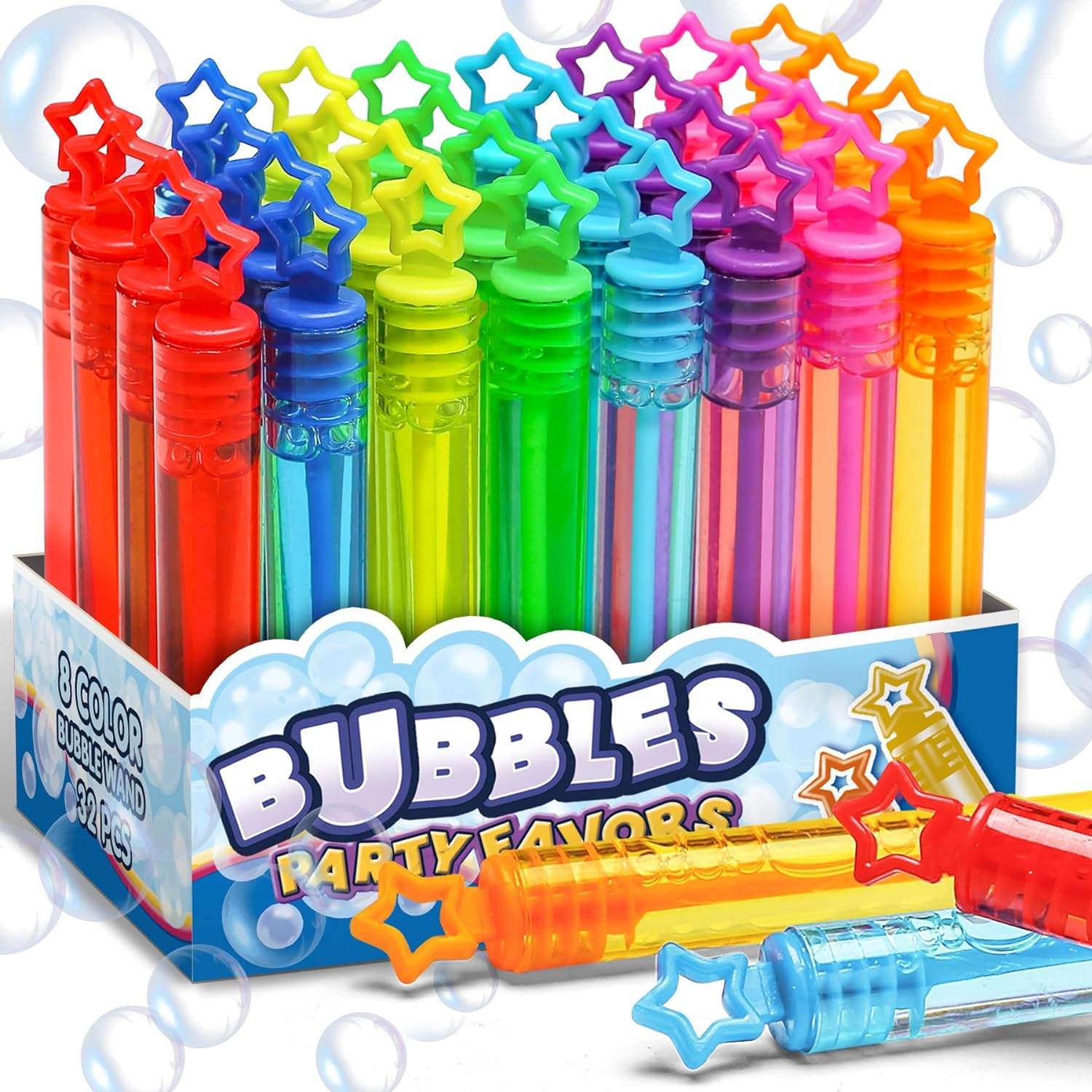 Bubble Wand Set 48 Pieces Mixed Colours & Styles Party Favour Tub JY439417