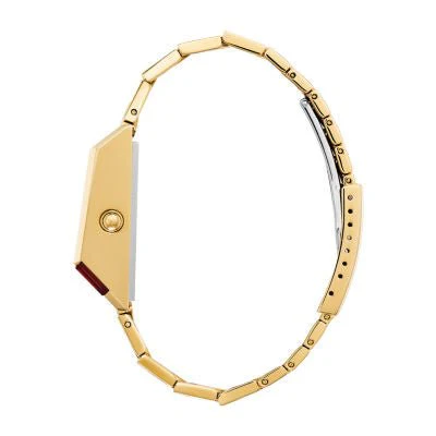 Bulova Computron Mens Digital Gold Tone Stainless Steel Bracelet Watch 97c110 - Image 2