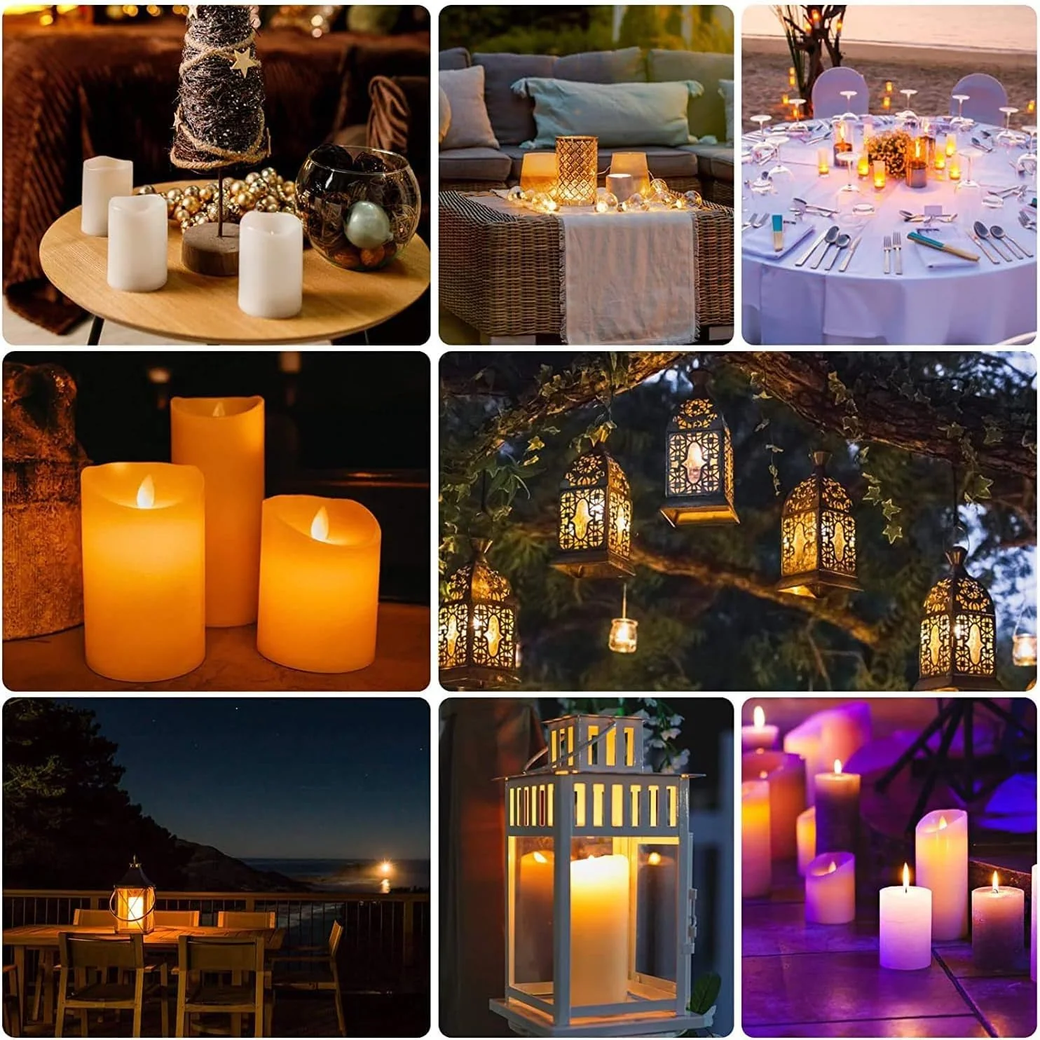 CAKETYCG Flameless LED Candles Set of 12 Waterproof Resin Battery Operated Candles with Remote Timer Ivory - Image 3