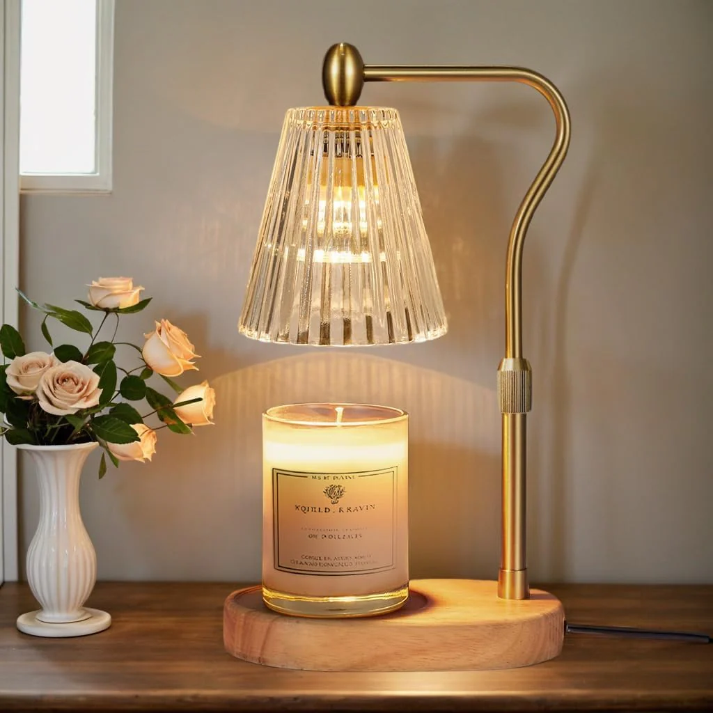Candle Warmer Lamp with Timer & Dimmer, Adjustable Height Vintage Candle Heating Lamp for Jar Candles S6207