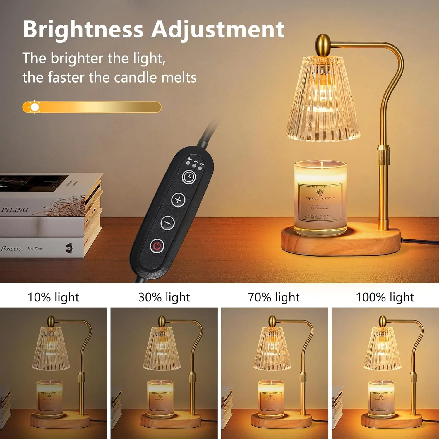 Candle Warmer Lamp with Timer & Dimmer, Adjustable Height Vintage Candle Heating Lamp for Jar Candles S6207 - Image 6