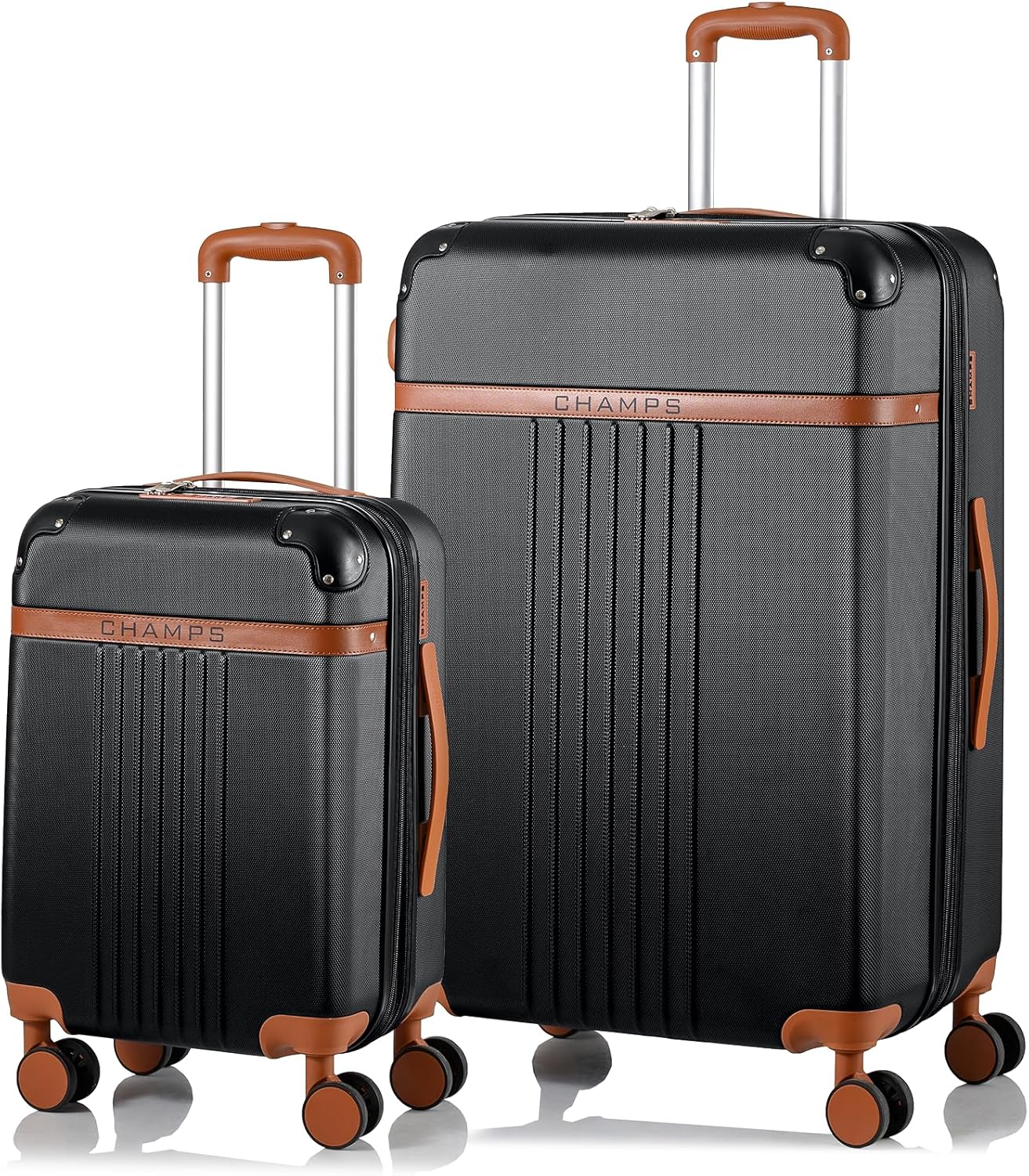 CHAMPS – ‘VINTAGE COLLECTION’ - 2-PIECE HARDSIDE SPINNER LUGGAGE SET, BLACK