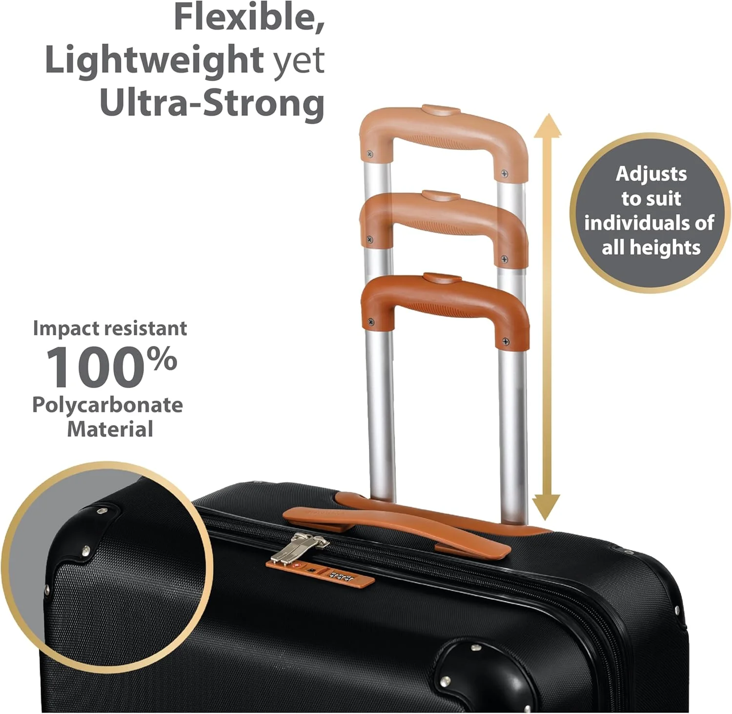 CHAMPS – ‘VINTAGE COLLECTION’ - 2-PIECE HARDSIDE SPINNER LUGGAGE SET, BLACK - Image 3