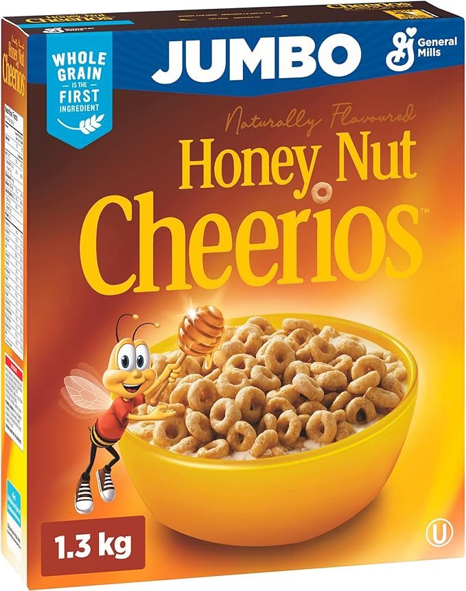 Cheerios Honey Nut Jumbo Cereal 1.3kg Whole Grain Oats Family Size