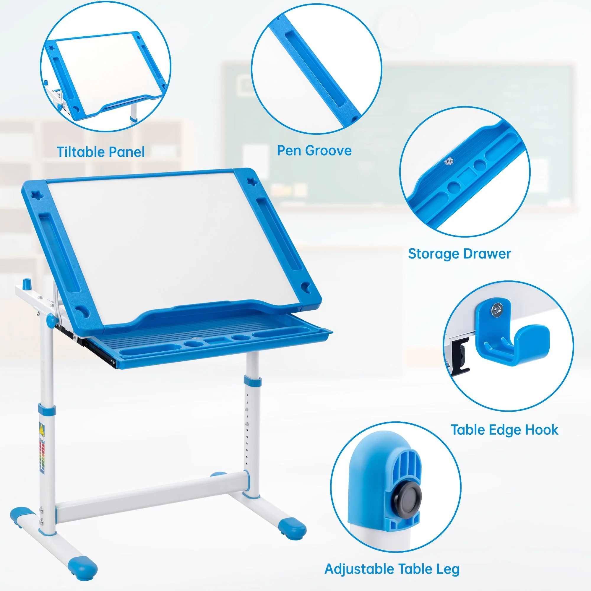 Children’s Adjustable Study Desk & Chair Set with Tilting Desktop AMCDT - Image 2