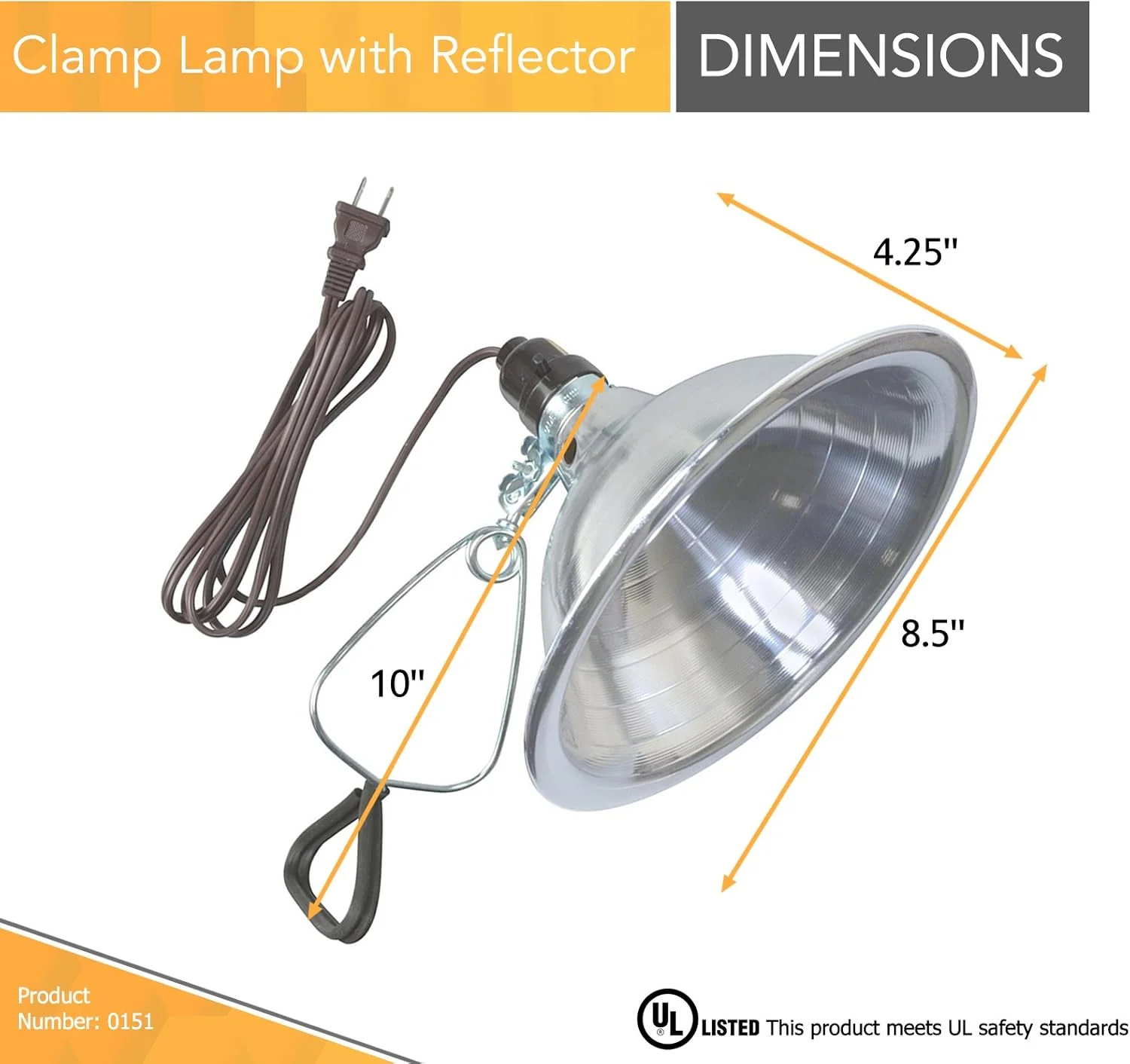 Clamp Lamp Aluminum Reflector 150W Utility Light Brooder Heat Lamp CLP150 - Image 2