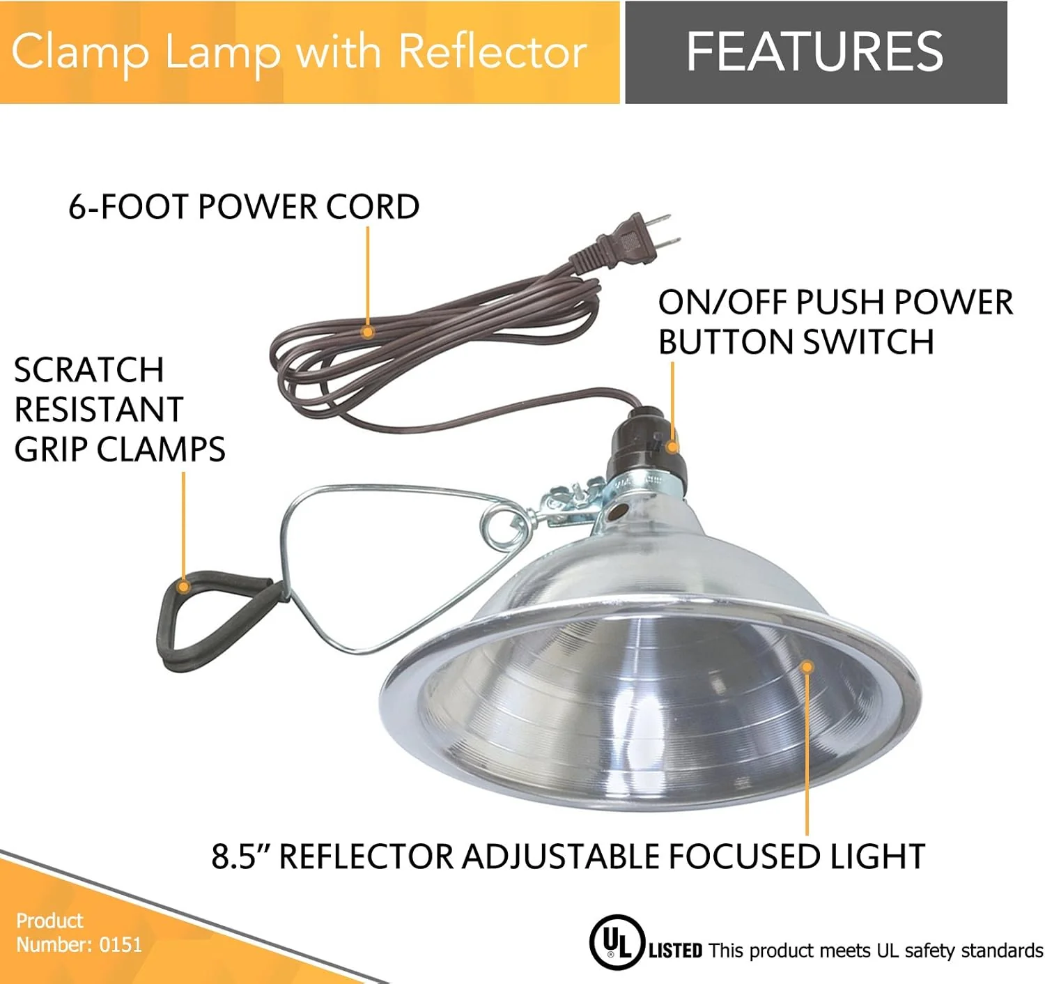 Clamp Lamp Aluminum Reflector 150W Utility Light Brooder Heat Lamp CLP150 - Image 3