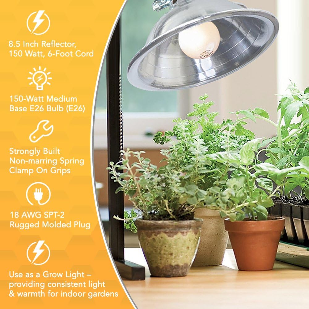 Clamp Lamp Aluminum Reflector 150W Utility Light Brooder Heat Lamp CLP150 - Image 4