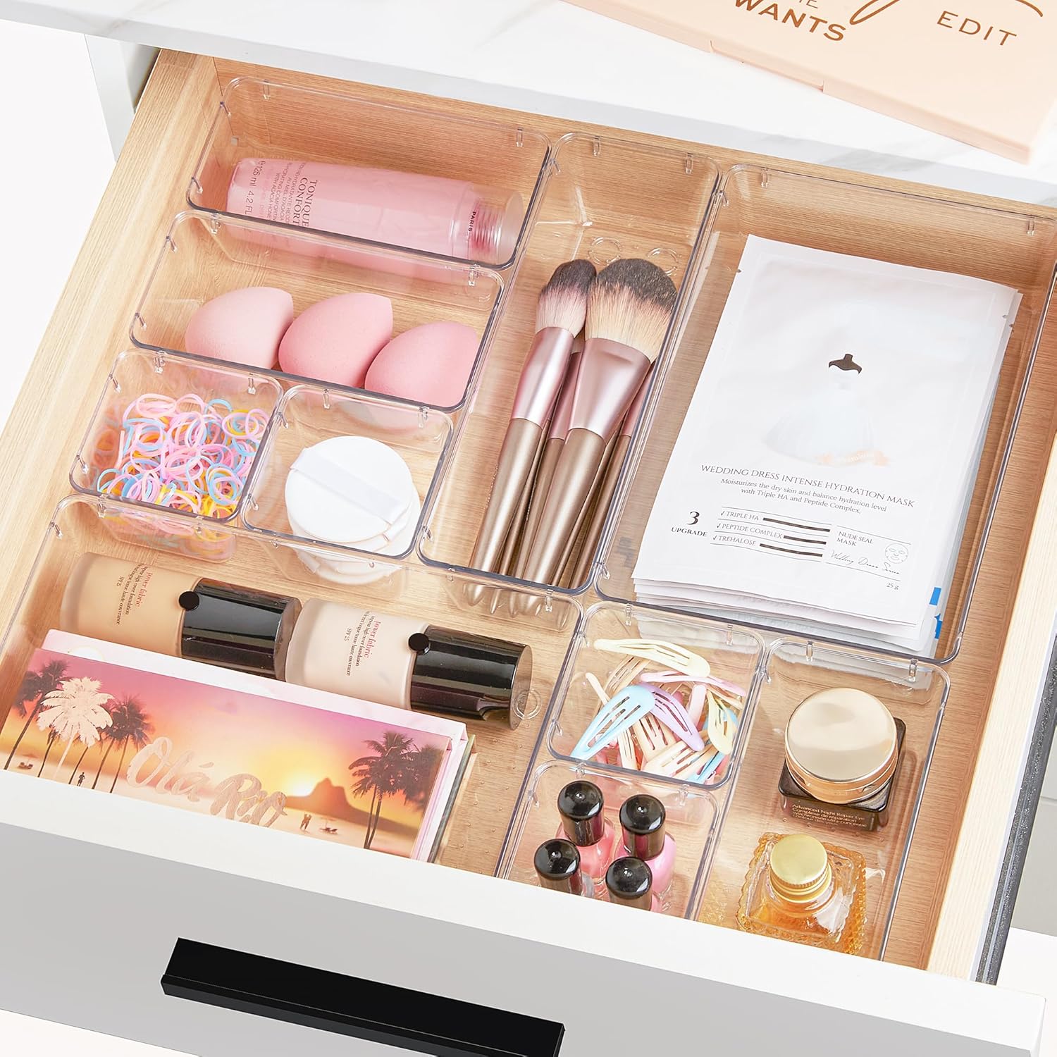 25-Piece Clear Drawer Organizer Set | Plastic Vanity Storage Bins for Makeup, Office & Kitchen S1329 - Image 7
